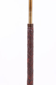 Midcentury Floor Lamp in Brass and Braided Leather, Swedish Modern, 1950s