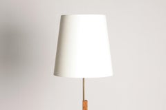 Midcentury Floor Lamp in Oak and Brass by Holm Sorensen, Danish Design, 1950s
