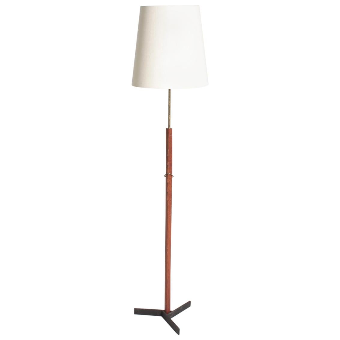 Midcentury Floor Lamp in Teak and Brass by Holm Sorensen, Danish Design, 1950s
