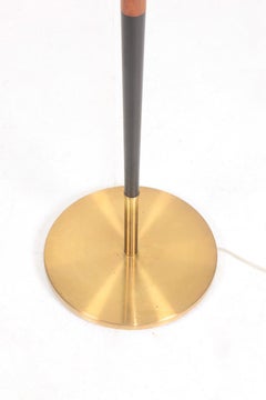 Midcentury Floor Lamp in Teak and Brass, Made in Denmark, 1950s