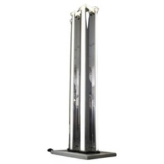 Vintage Midcentury Floor Lamp Marble aluminum Chromed Plexiglass Italian Design 1970s