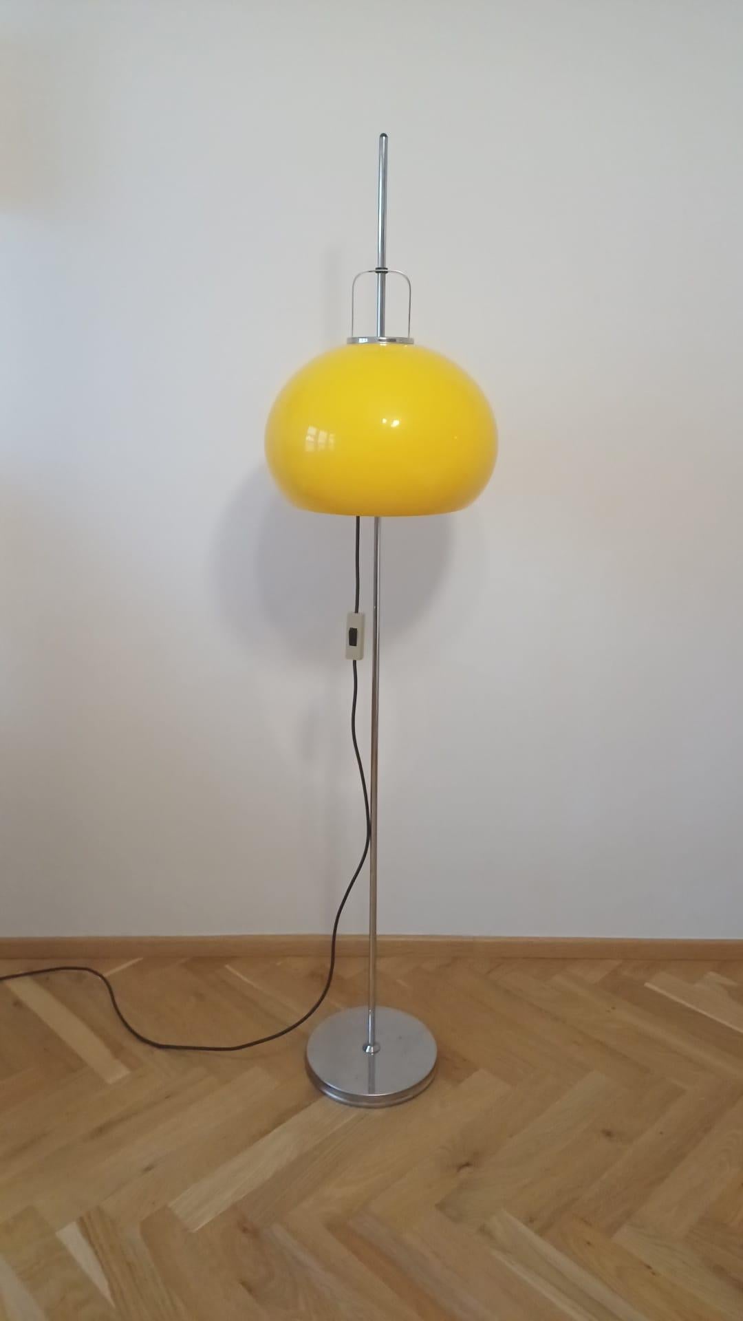 Chrome Midcentury Floor Lamp Meblo, designed by Harvey Guzzini, Italy, 1970s