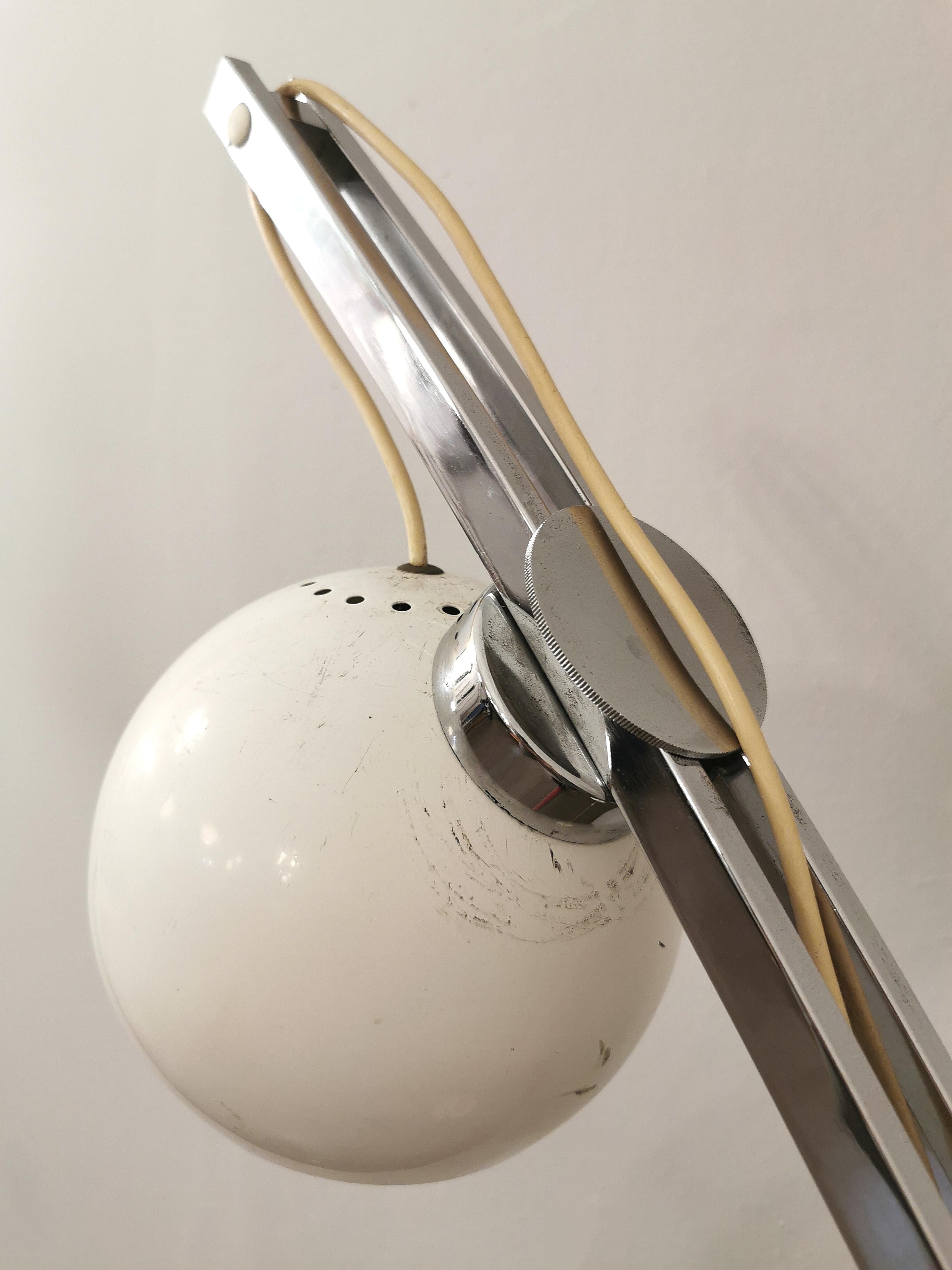 Midcentury Floor Lamp Reggiani Style Chromed Enameled Metal Italian Design 1970s For Sale 3