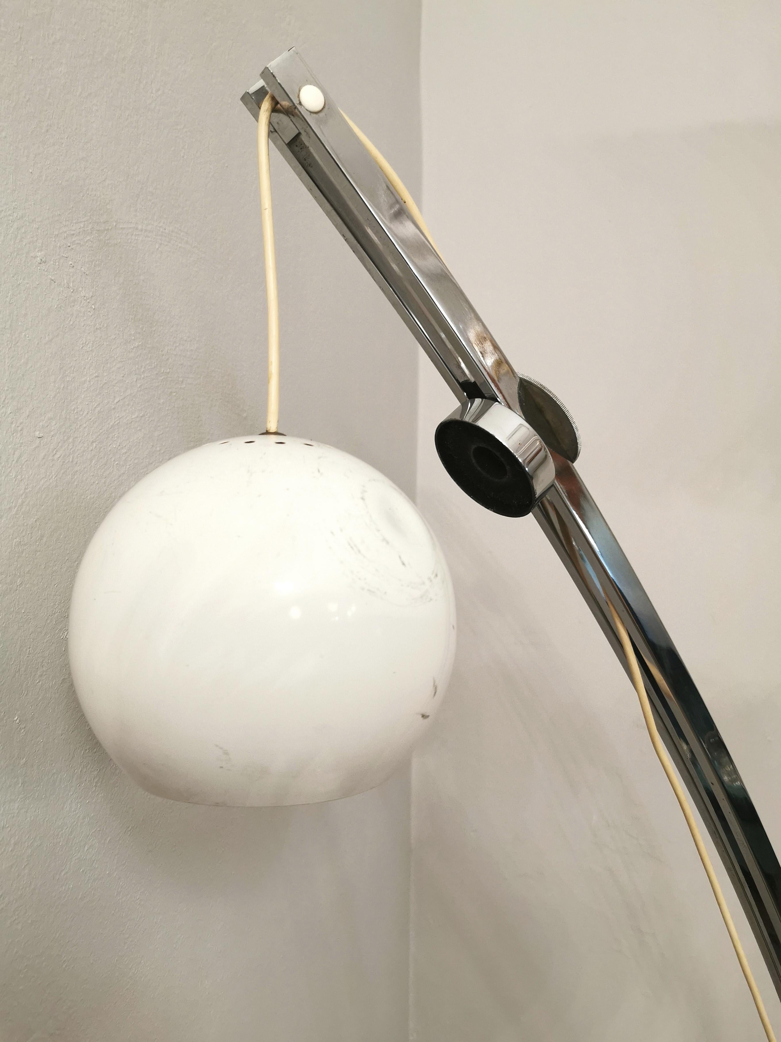 Midcentury Floor Lamp Reggiani Style Chromed Enameled Metal Italian Design 1970s For Sale 4