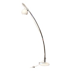 Midcentury Floor Lamp Reggiani Style Chromed Enameled Metal Italian Design 1970s
