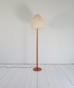 Midcentury Floor Lamp Solid Teak and Tulip Shade Sweden, 1960s