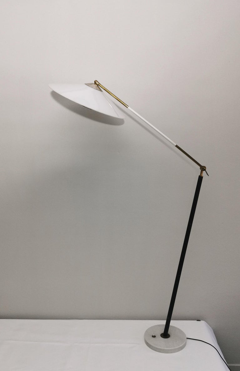 Midcentury Floor Lamp Stilux Brass Marble Metal Plexiglass Italian Design 1950s 9