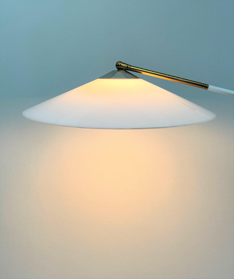 Midcentury Floor Lamp Stilux Brass Marble Metal Plexiglass Italian Design 1950s In Good Condition In Palermo, IT