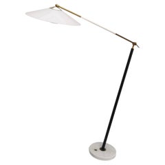 Midcentury Floor Lamp Stilux Brass Marble Metal Plexiglass Italian Design 1950s