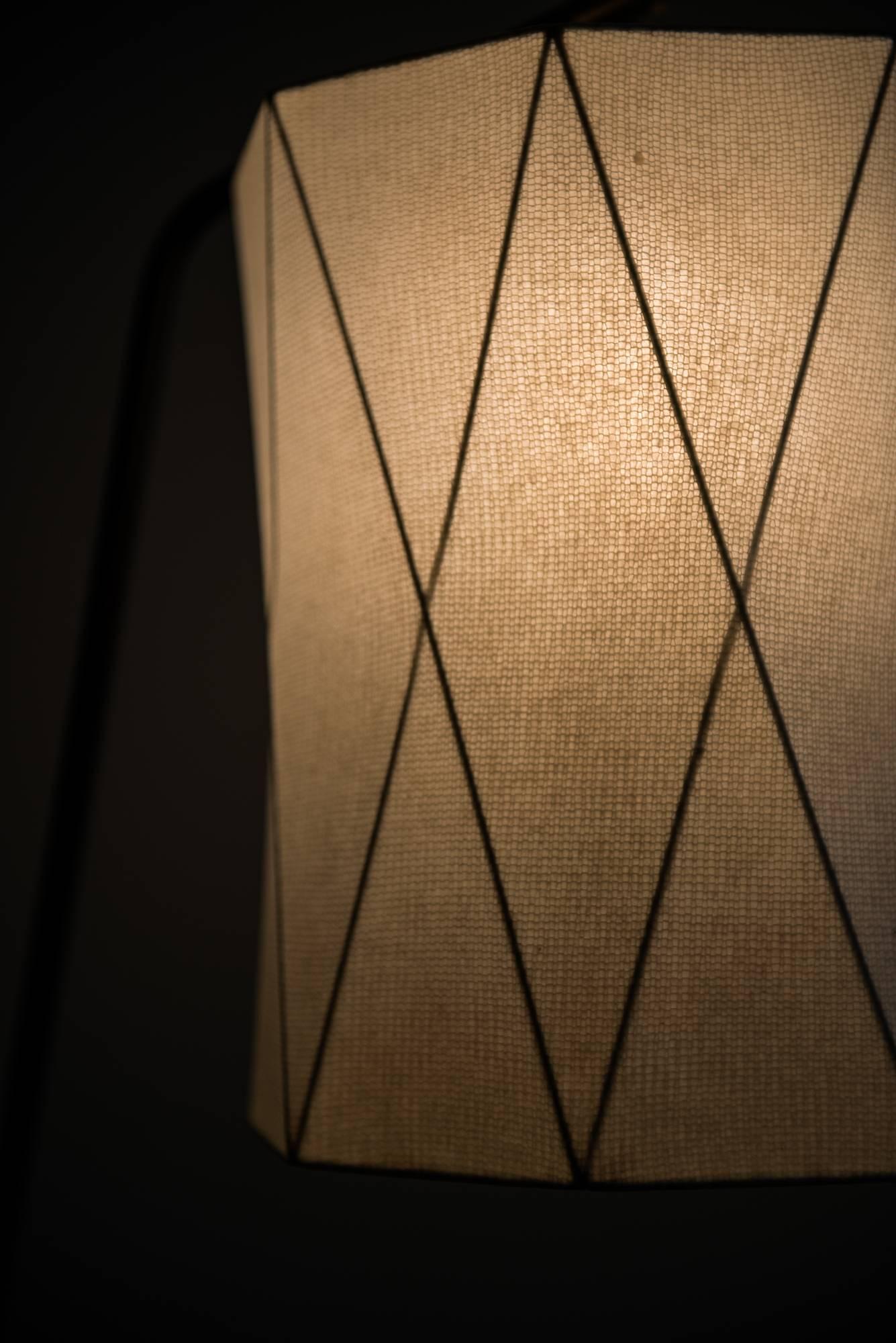 Steel Midcentury Floor Lamp with Harlequin Shade by Hans Bergström