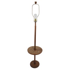 Mid Century Floor Pole Lamp with Table Surface Possibly Gordon Martz
