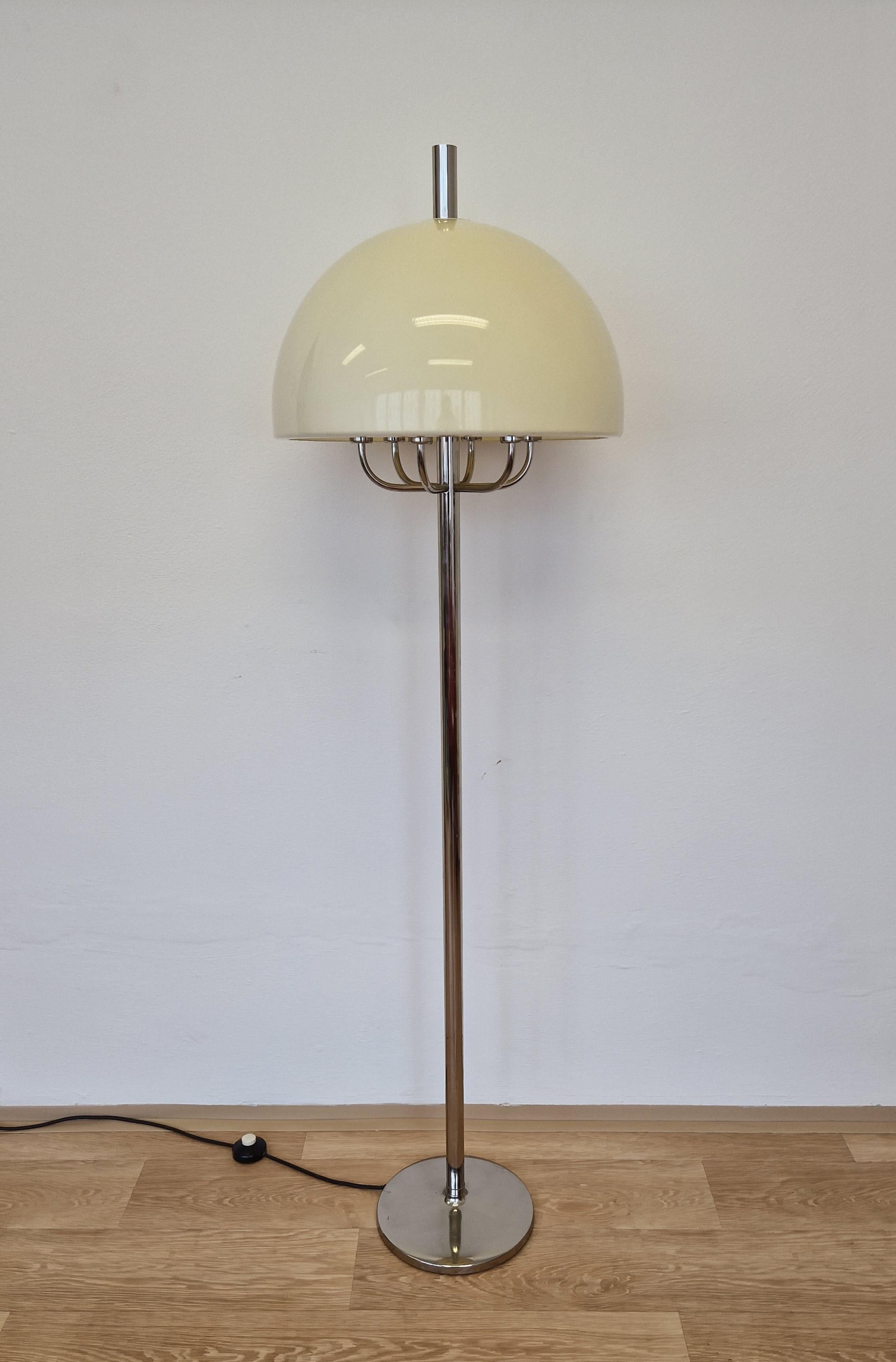 Chrome Midcentury Floor Rare Lamp Mushroom, Germany, 1970s For Sale