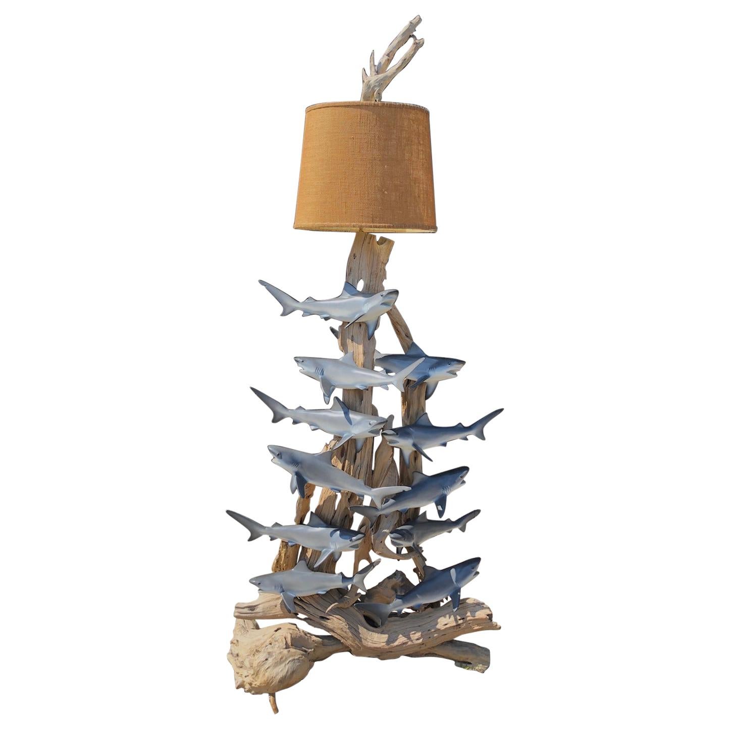 Mid Century Floor Standing Lamp with Sharks, 1960s USA owned by John Enwistle For Sale