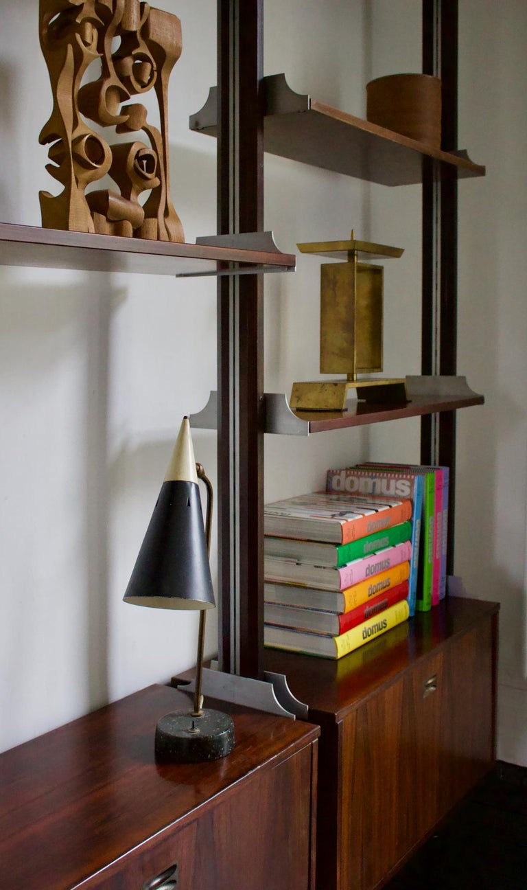 Midcentury FloortoCeiling Shelving Unit by Stildomus, Italy 'Labelled