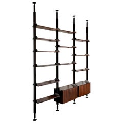 Midcentury Floor-to-Ceiling Shelving Unit by Stildomus, Italy 'Labelled' at  1stDibs