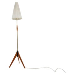 Vintage Midcentury floor Tripod flex armlamp brass & Teak Scandinavian by Örsjö Armatur