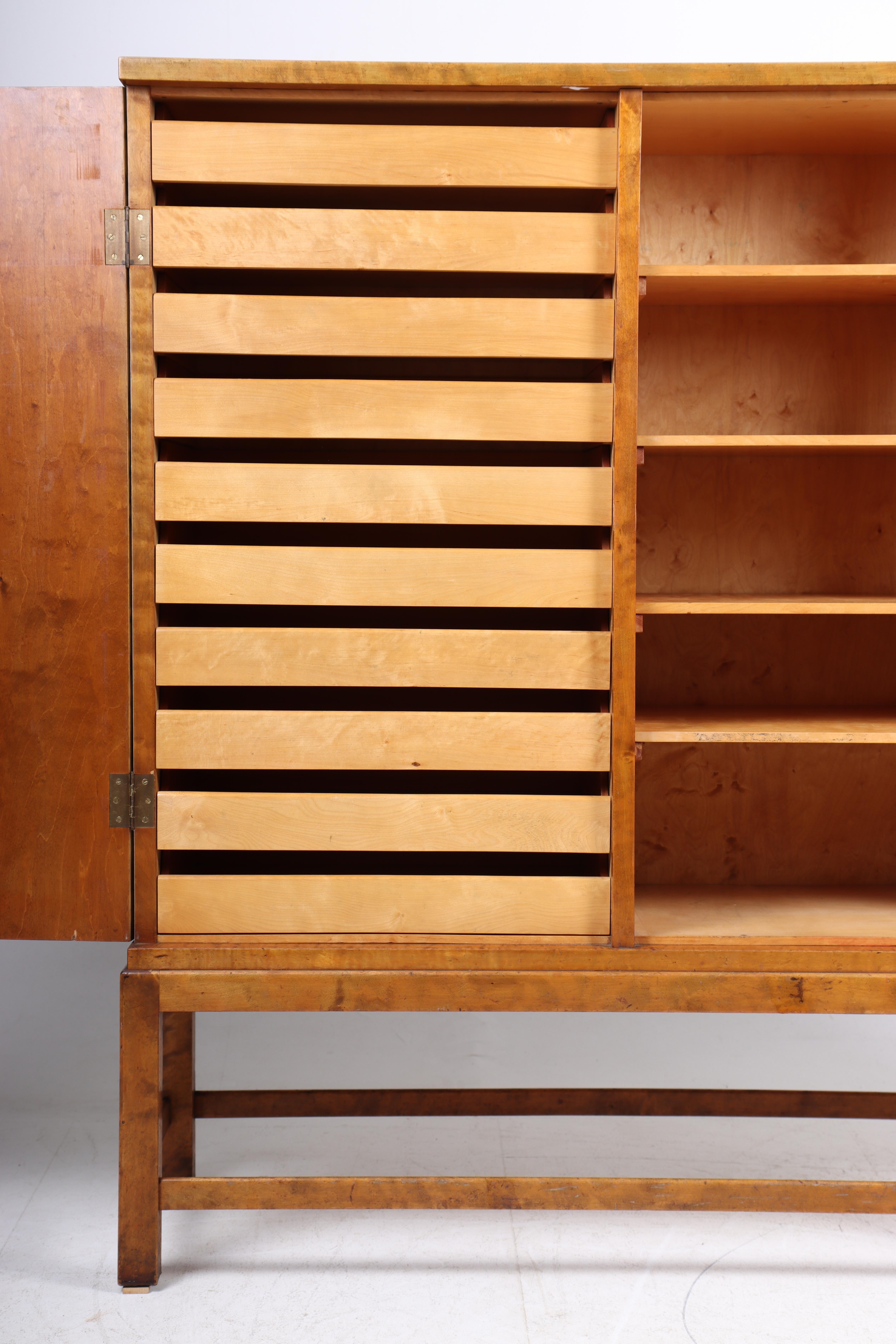 Walnut Midcentury Flora Cabinet, Swedish Design, 1940s