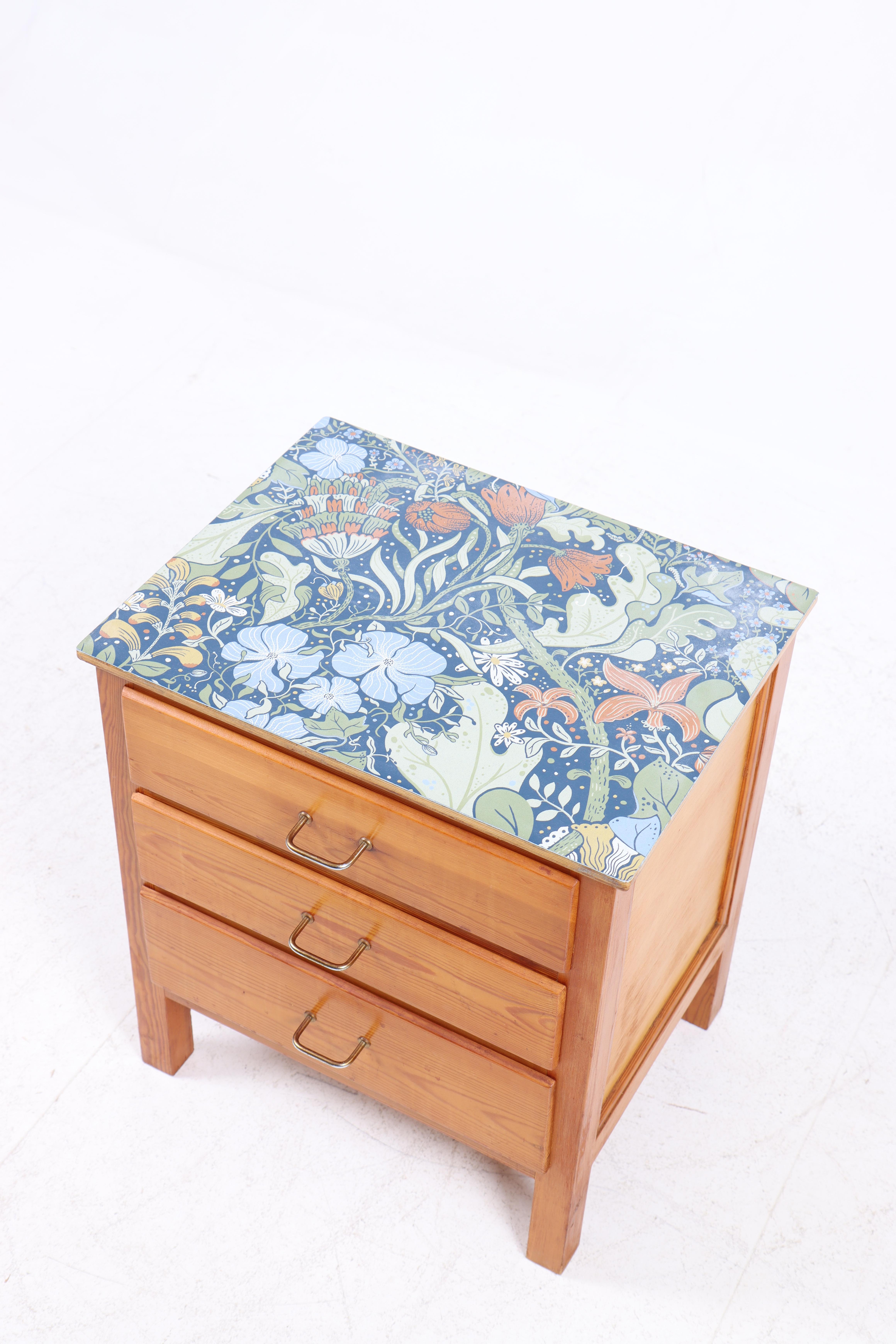 Midcentury Floral Commode, Swedish Design, 1950s In Good Condition In Lejre, DK