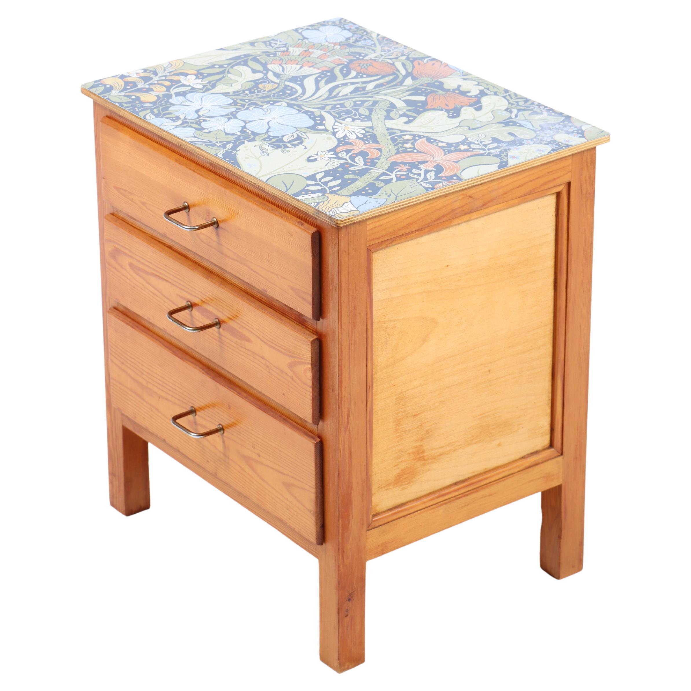 Midcentury Floral Commode, Swedish Design, 1950s