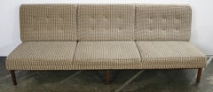 Midcentury Florence Knoll Sofa #53 T Three-Seat Solid Teak Base Wool Upholstery