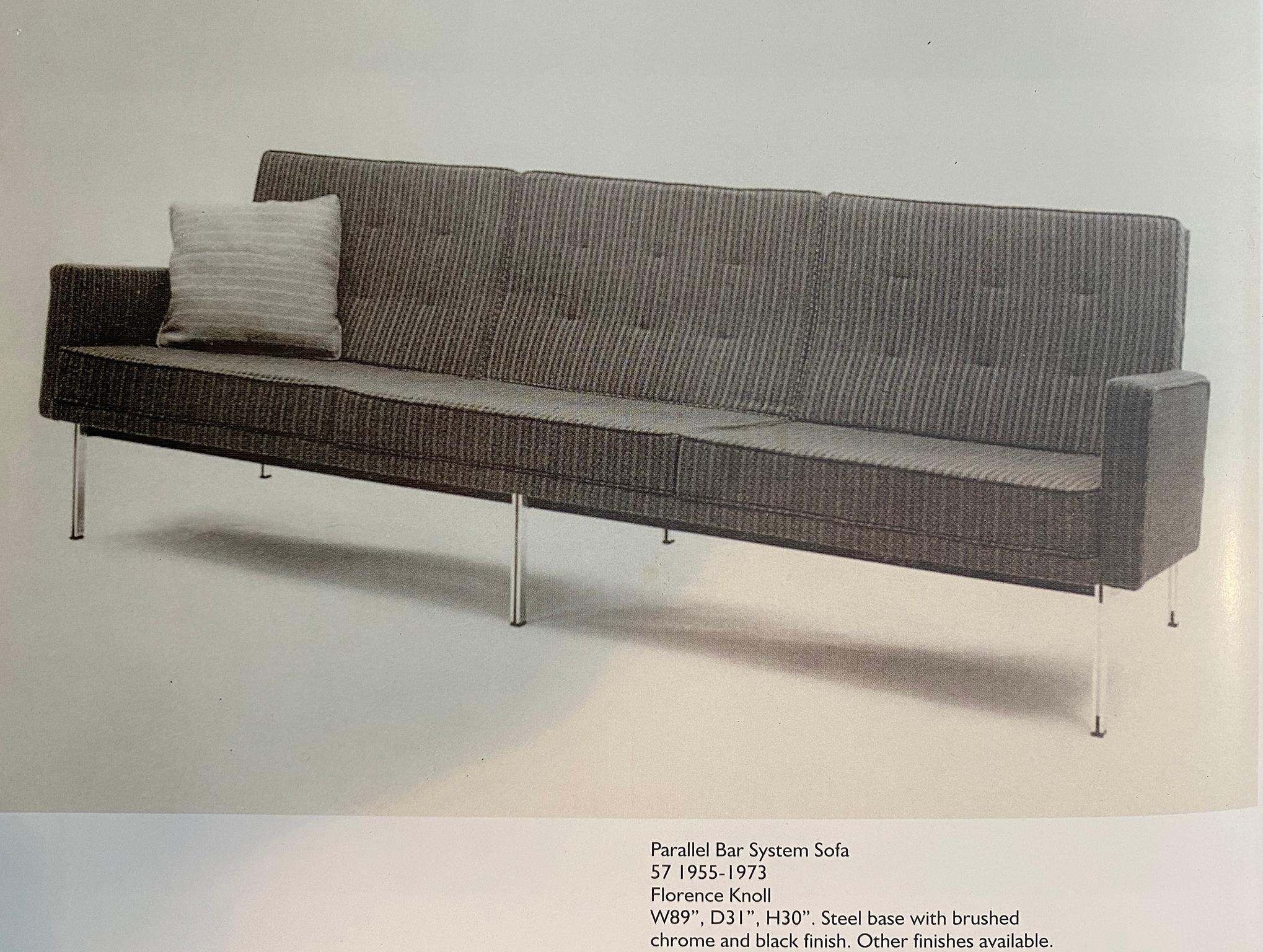 Midcentury Florence Knoll Sofa #57 Parallel Bar System Newly Restored 7