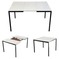 Vintage Midcentury Florence Knoll T Angle Dining Table with Butterfly Leaf Black & White