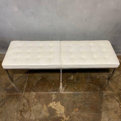 Midcentury Florence Knoll Three Seat Bench in Leather