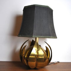Midcentury Flower Table Lamp in the Style of Tommaso Barbi in Brass, 1960s