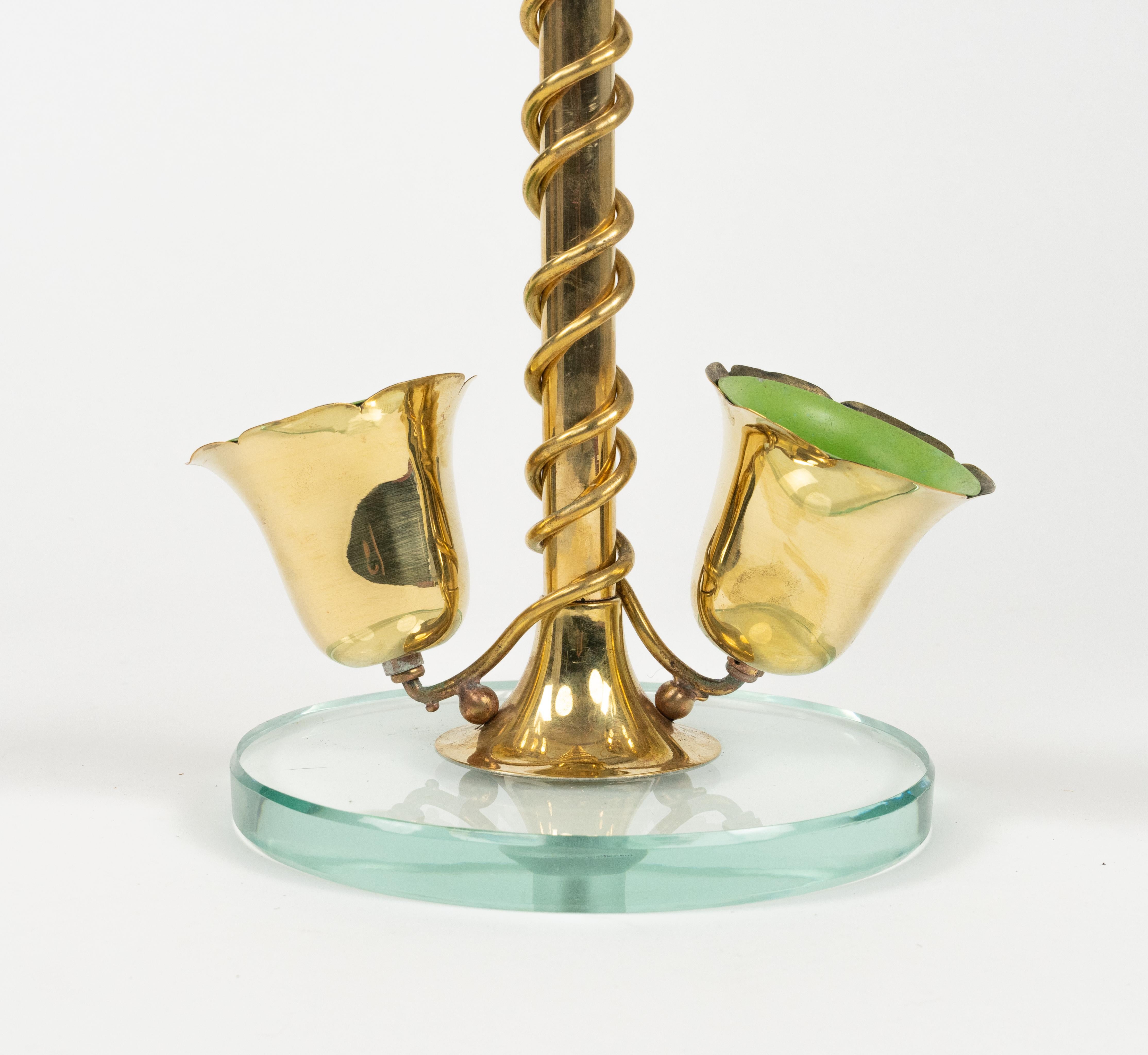 Midcentury Flower Umbrella Stand Glass and Brass Cristal Arte Style, Italy 1960s For Sale 6