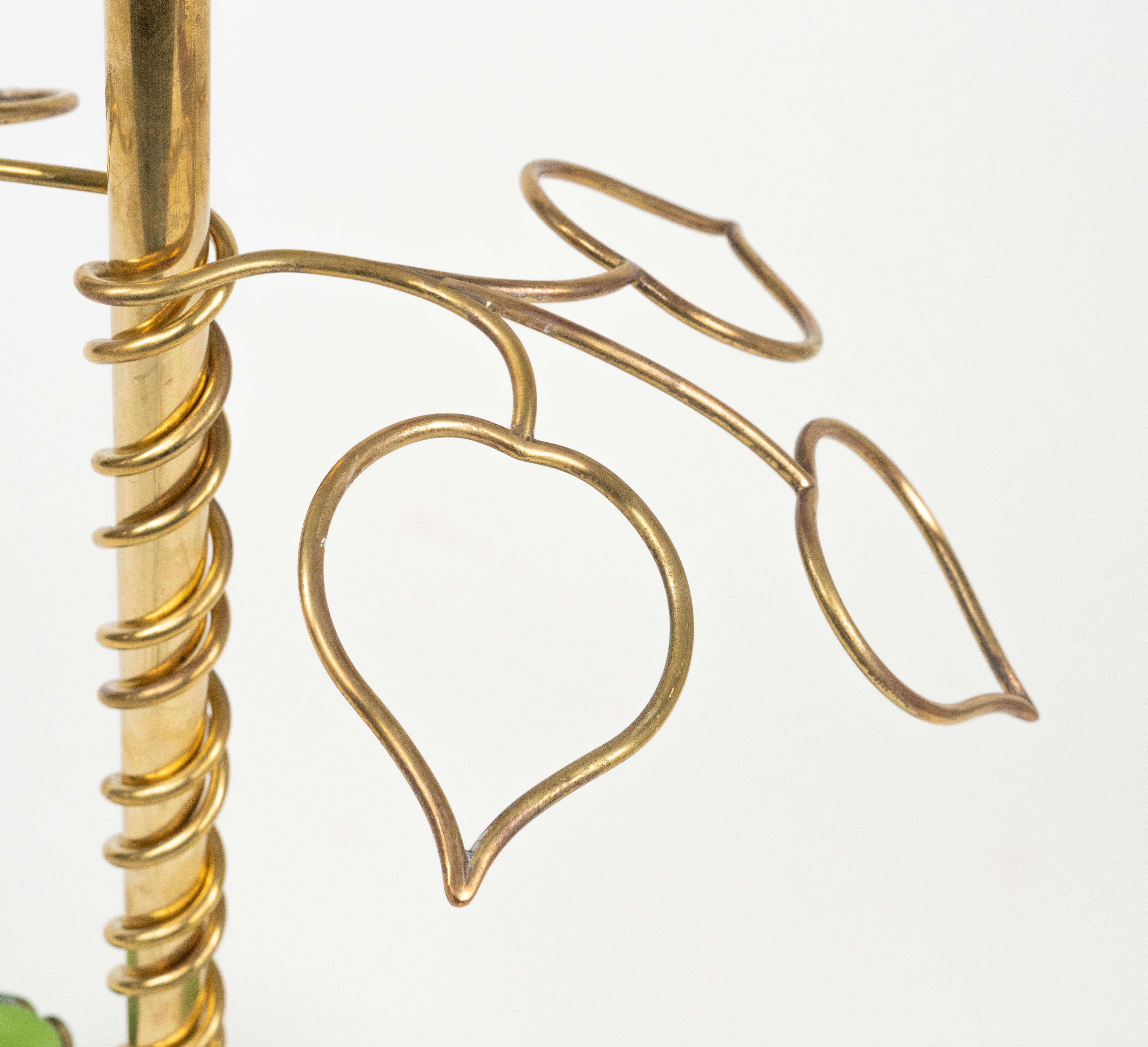 Midcentury Flower Umbrella Stand Glass and Brass Cristal Arte Style, Italy 1960s For Sale 8