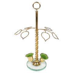 Porte-parapluie en verre et laiton, style Cristal Arte, Italie, années 1960