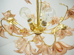 Midcentury Flowers Chandelier, Glass and Brass, 1960s