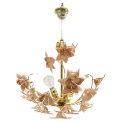 Midcentury Flowers Chandelier, Glass and Brass, 1960s