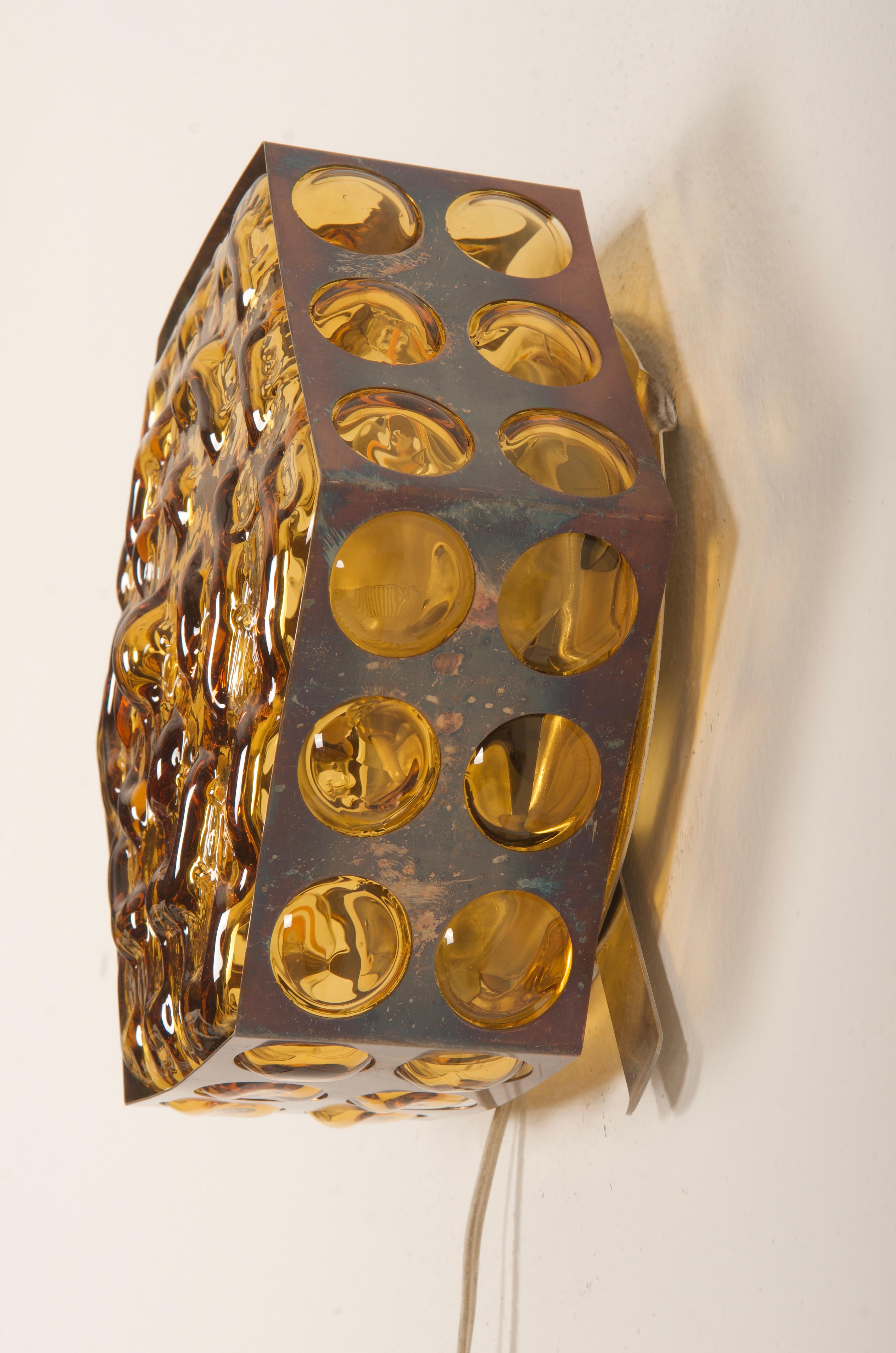 Verre brun Lampe murale ou à encastrer Midcentury en vente