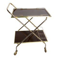 Chariot pliable du milieu du siècle dernier en chrome et bois stratifié, vers 1970