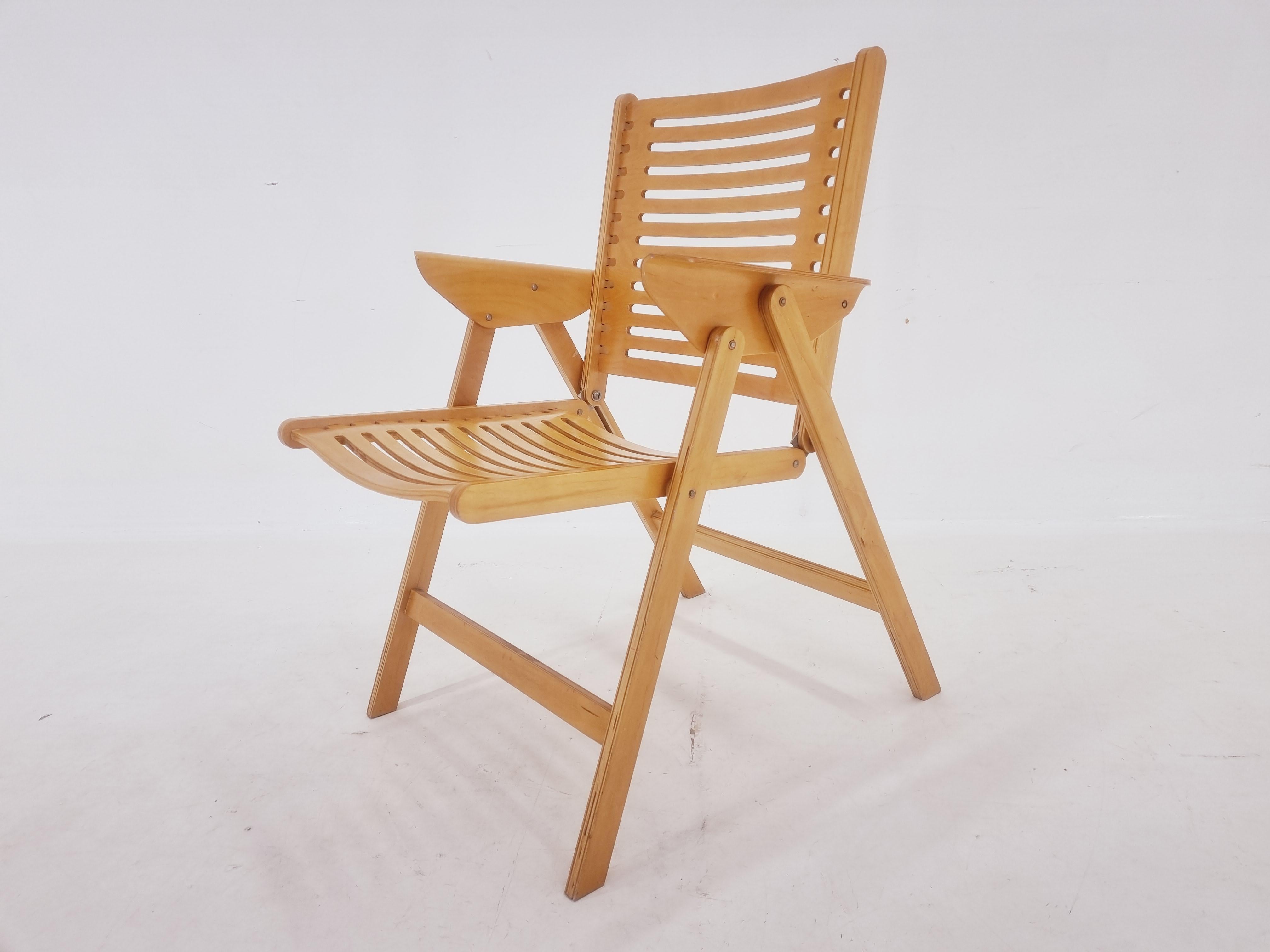 Wood Midcentury Folding Armchair 