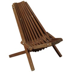Chaise pliante du milieu du siècle en teck massif de France:: vers 1970