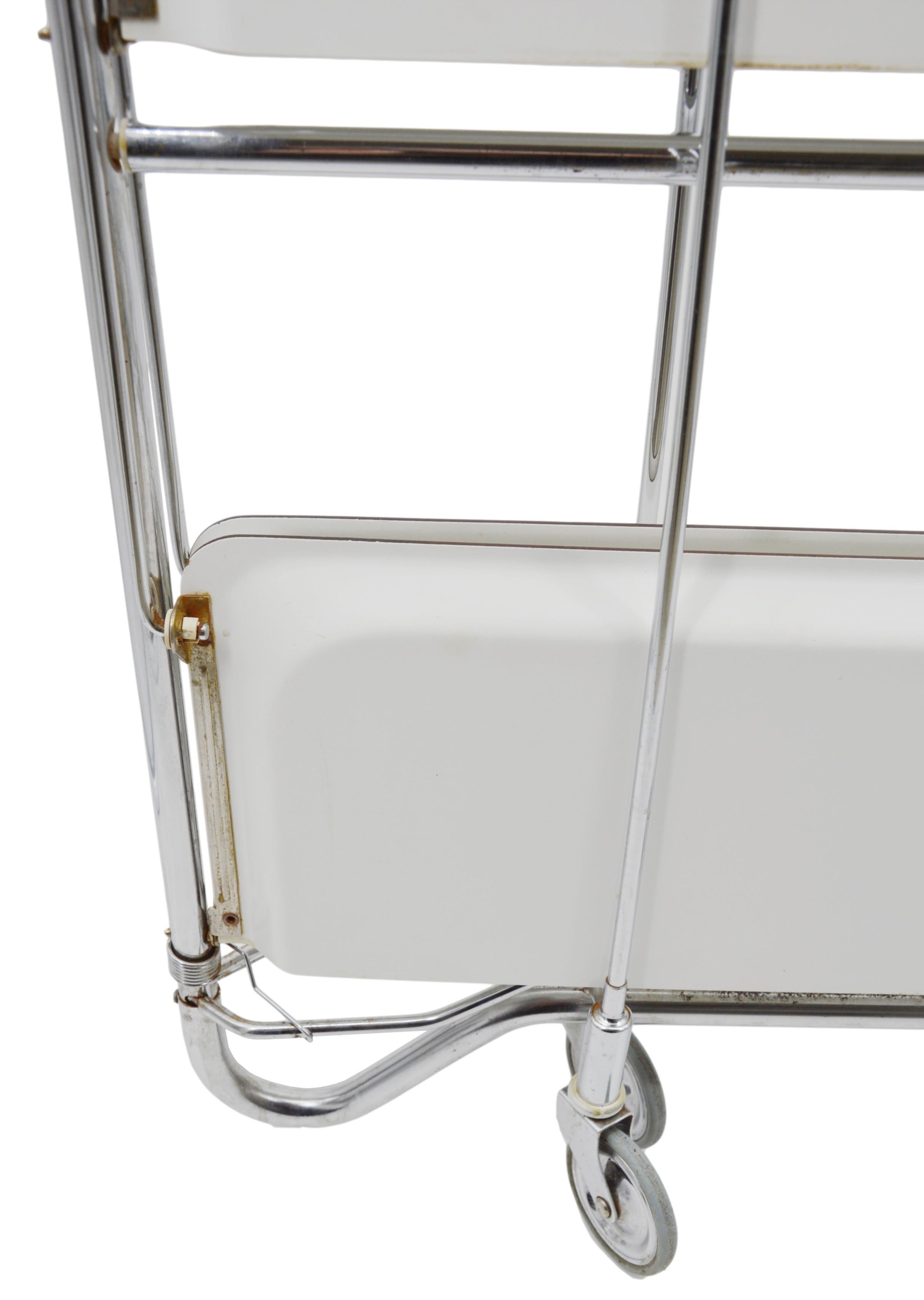 French Midcentury Folding Serving Trolley Table, 1960s For Sale