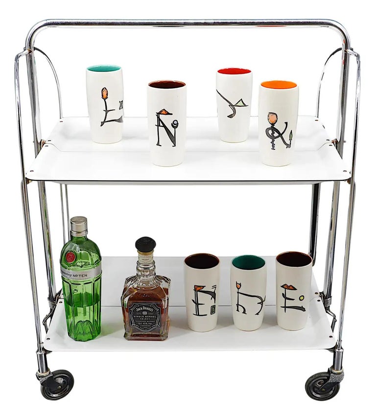 Midcentury Folding Serving Trolley Table, 1960s For Sale at 1stDibs