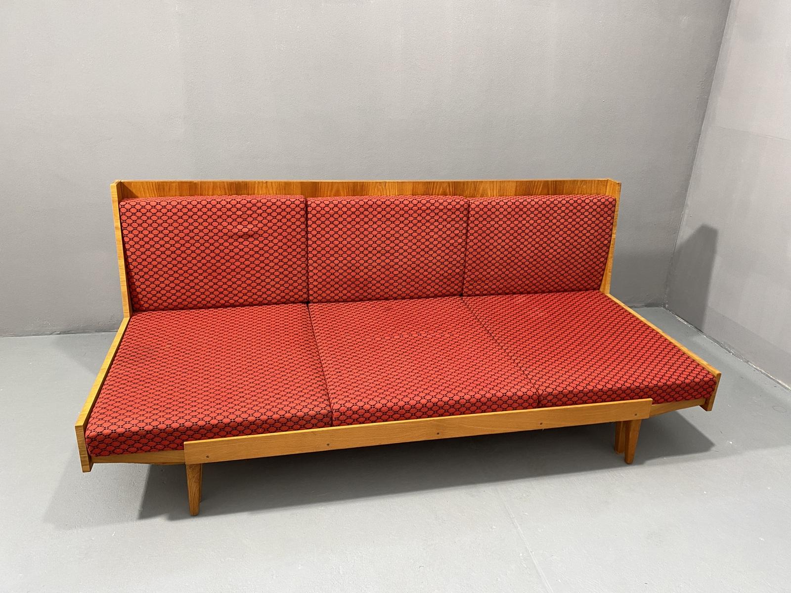 Mid-Century Modern Midcentury Folding Sofabed by Drevotvar, 1970s, Czechoslovakia