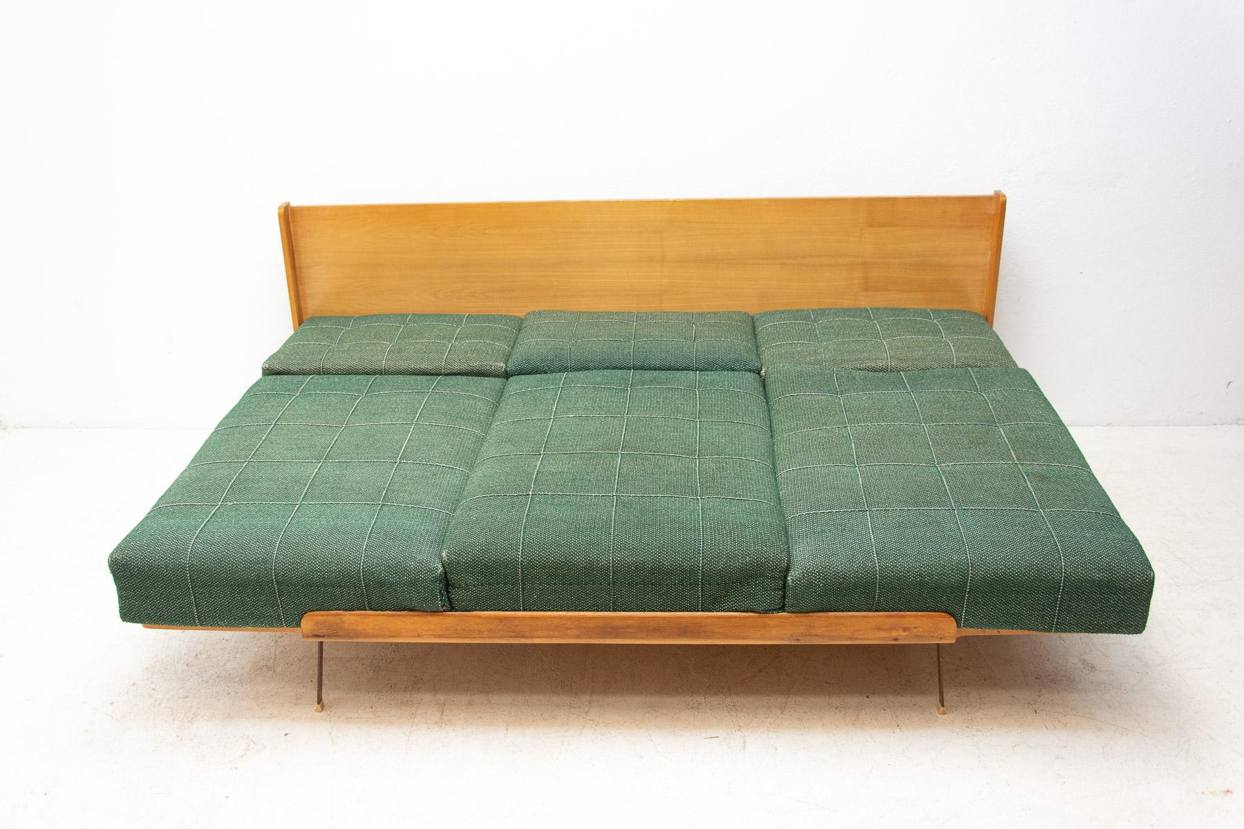Fabric Midcentury Folding Sofabed by Drevotvar, 1970s, Czechoslovakia