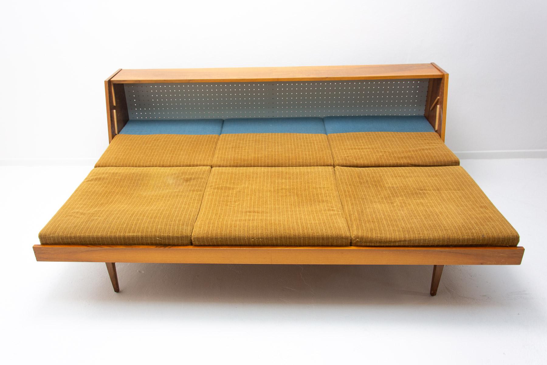  Midcentury Folding Sofabed in Walnut, 1970s, Czechoslovakia 3