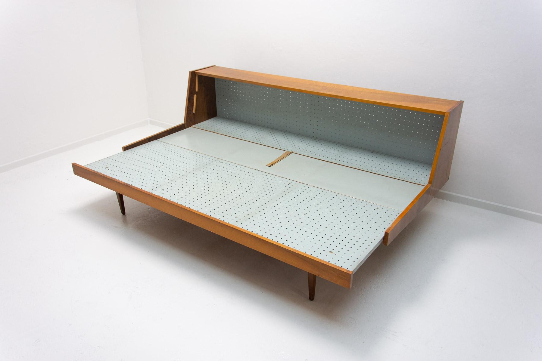  Midcentury Folding Sofabed in Walnut, 1970s, Czechoslovakia 10