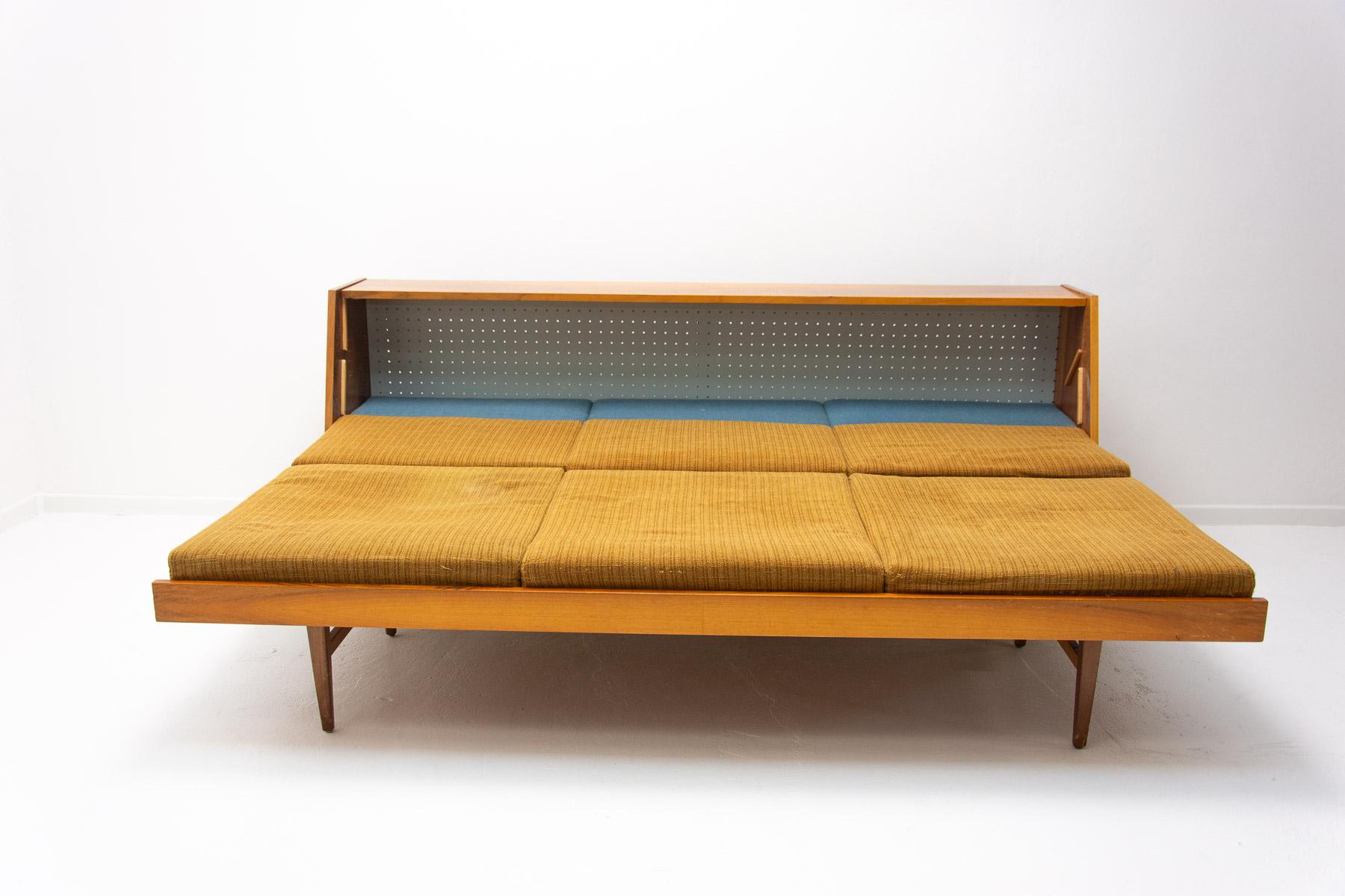  Midcentury Folding Sofabed in Walnut, 1970s, Czechoslovakia 2