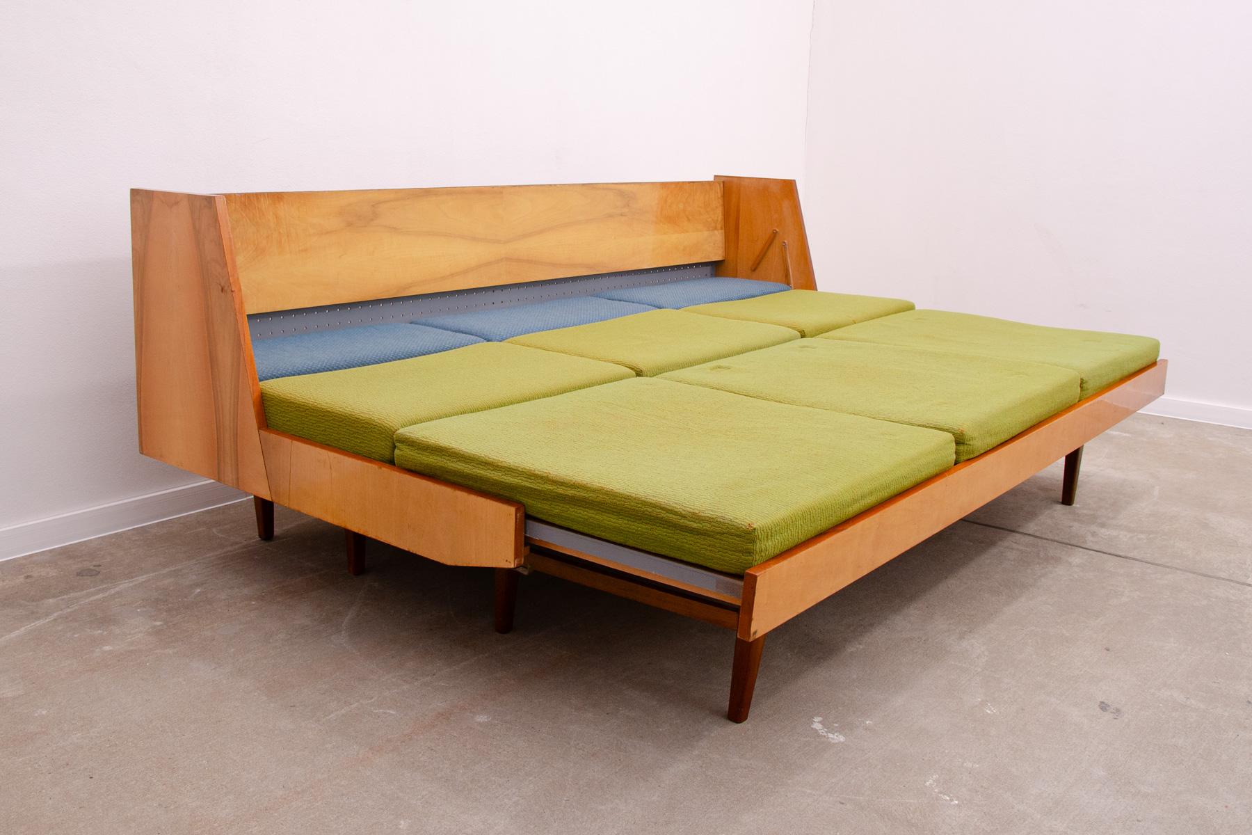 Midcentury Folding Sofabed in Walnut by Jitona, 1970s, Czechoslovakia 5