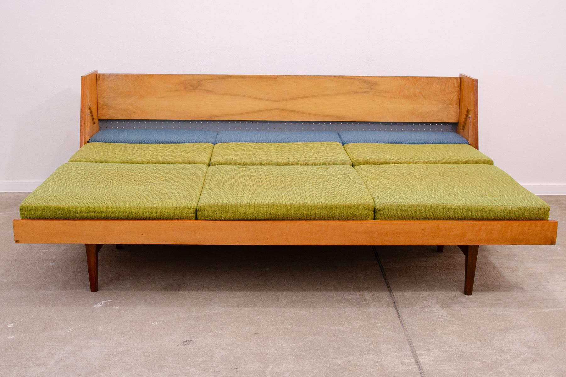 Midcentury Folding Sofabed in Walnut by Jitona, 1970s, Czechoslovakia 6