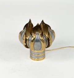 Midcentury Foliage Brass Table Lamp by Isabelle & Richard Faure, France 1970s