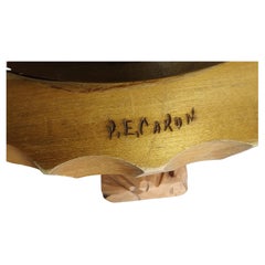 Midcentury Folk Art Ashstand with Figure Hand Carved by Paul Emile Caron C1969