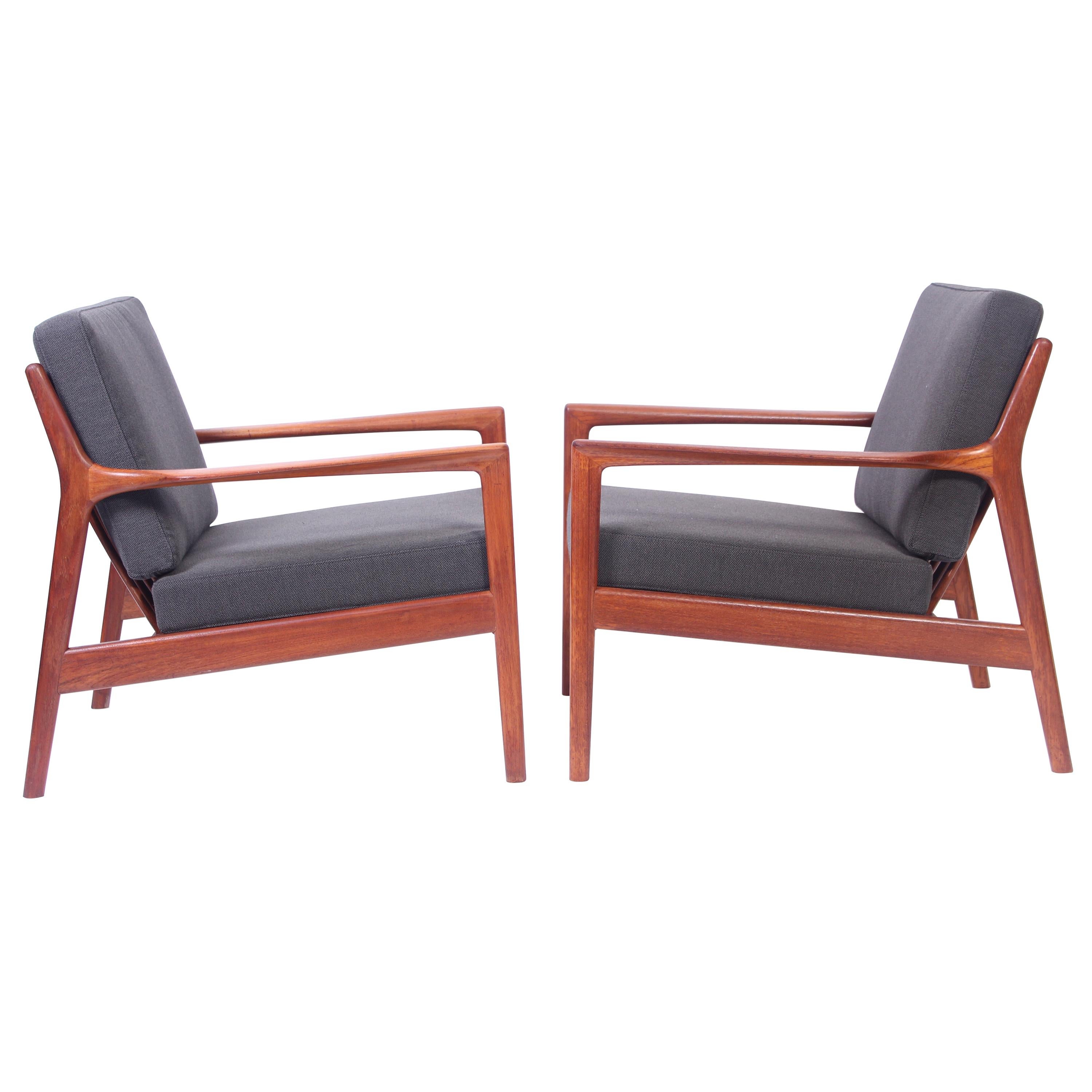 Midcentury Folke Ohlsson "USA 75" Walnut Easy Chairs, 1960s