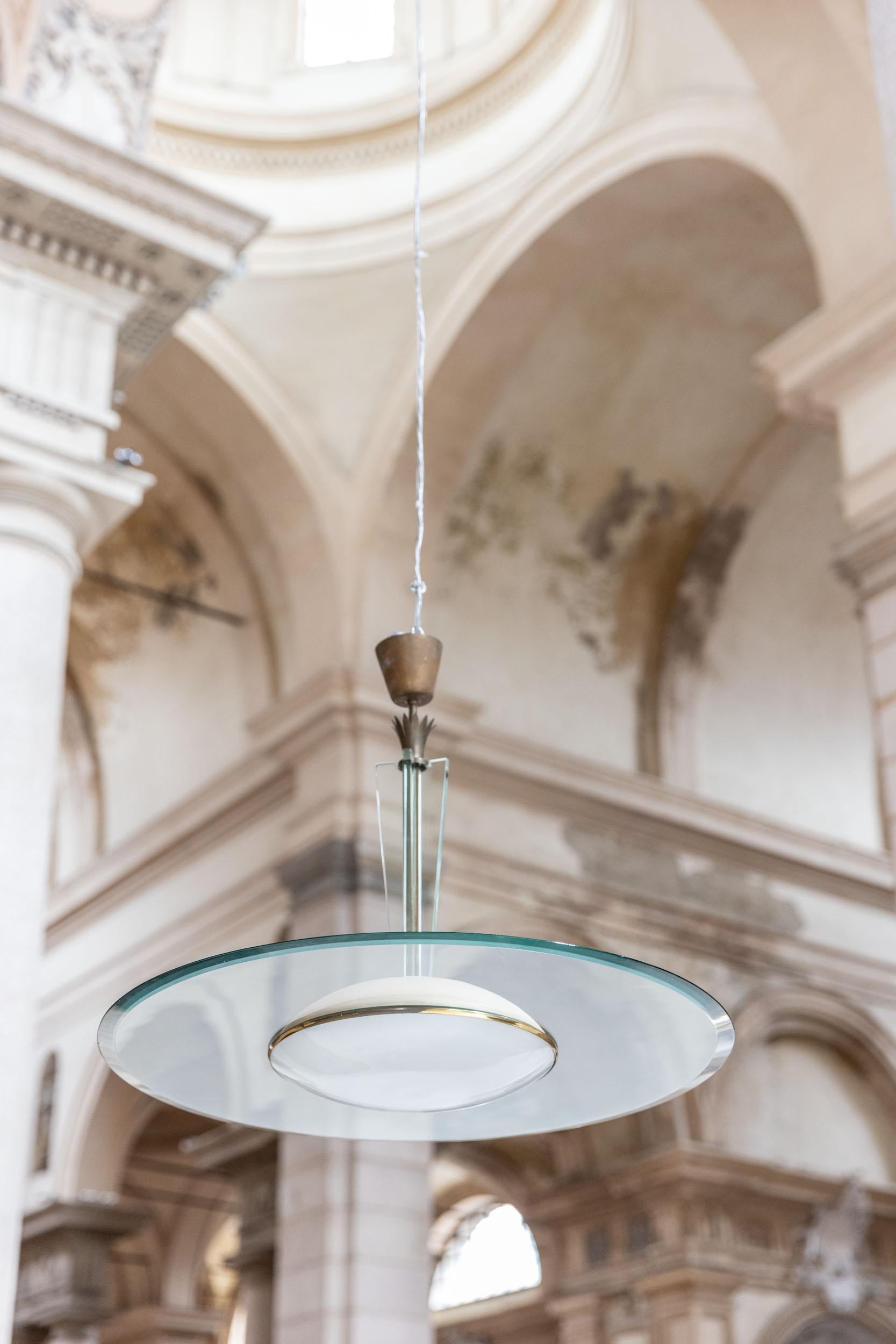Italian Midcentury Fontana Arte chandelier by Gio Ponti, Italy 1940s For Sale